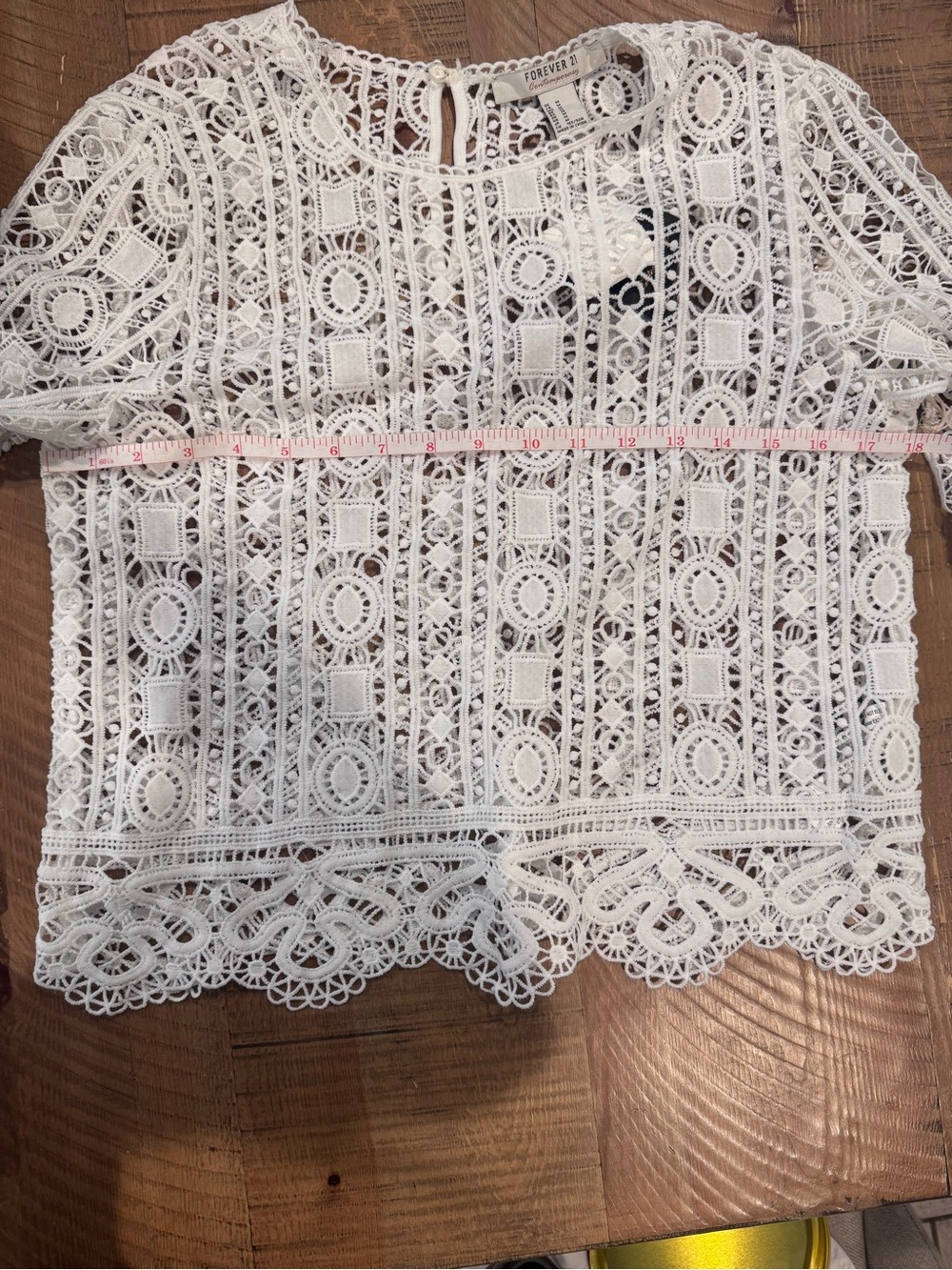 Forever 21 White Crochet Lace Bell Sleeve Blouse - Picture 6 of 7